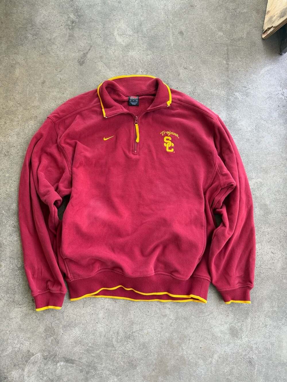 Nike Vintage USC Trojans 1/4 Zip Pullover Sweatshirt Cardinal Red Size Small